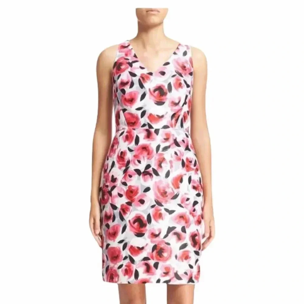 Kate Spade New York Sheath Dress Rose Bud Print Sleeveless